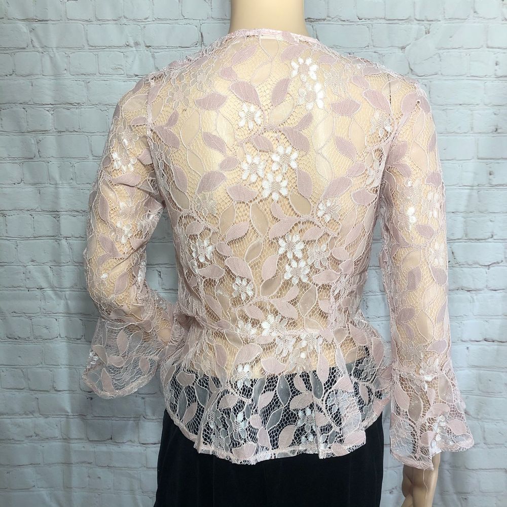 Carmin Sheer Lace Jacket with 3/4 bell sleeves - Picture 6 of 7